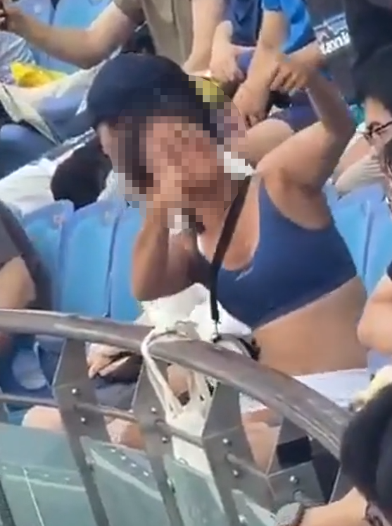 涉案謝姓女球迷。(影片截圖)