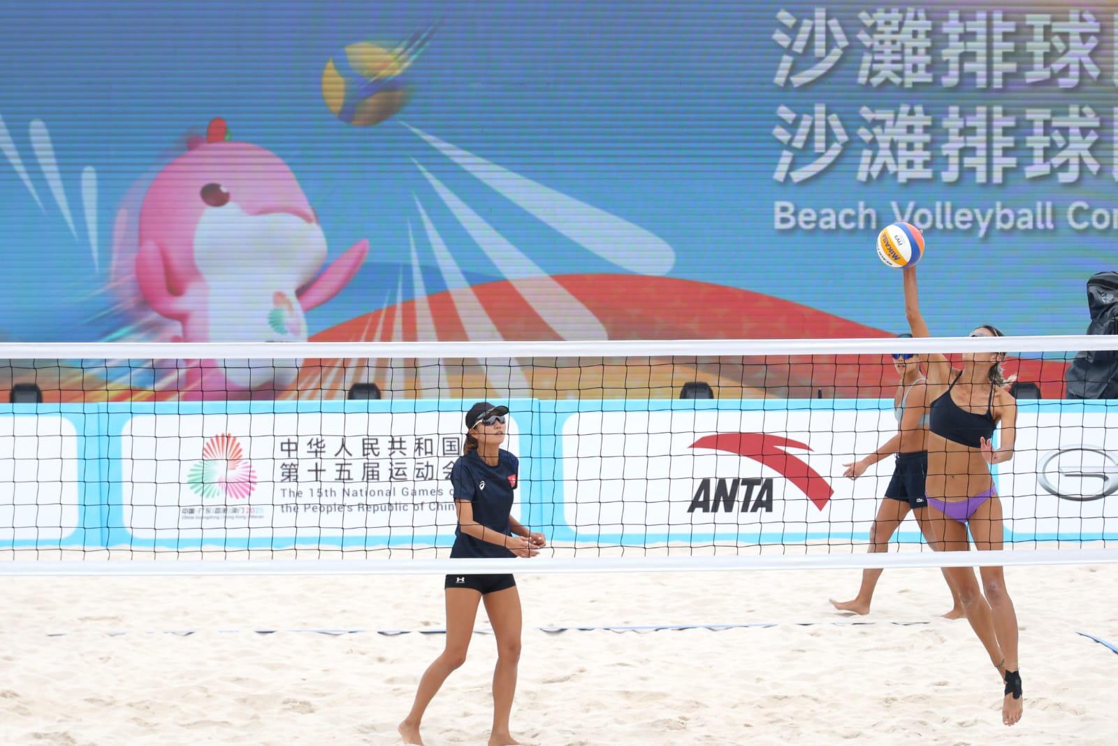 十五運會沙灘排球賽事本周五起在維園展開。(林俊源攝)