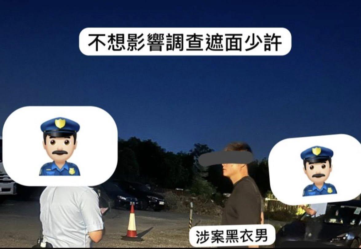 其中一名男子捧著煙花未及上車,即被居民截停及報警(Facebook 車cam L(香港群組))