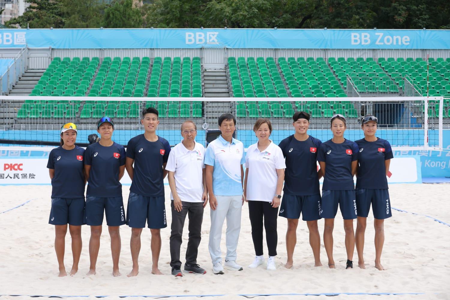 十五運會沙灘排球賽事本周五起在維園展開。(林俊源攝)