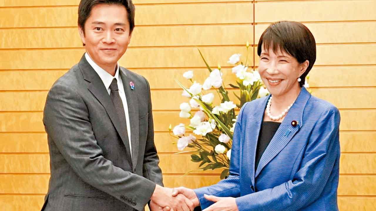 高市與新盟友維新會代表吉村洋文。