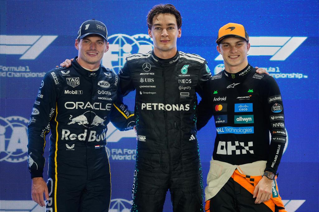 F1|新加坡站羅素壓韋少排頭位,派亞斯迪(Oscar Piastri)以第3名起步。(美聯社)
