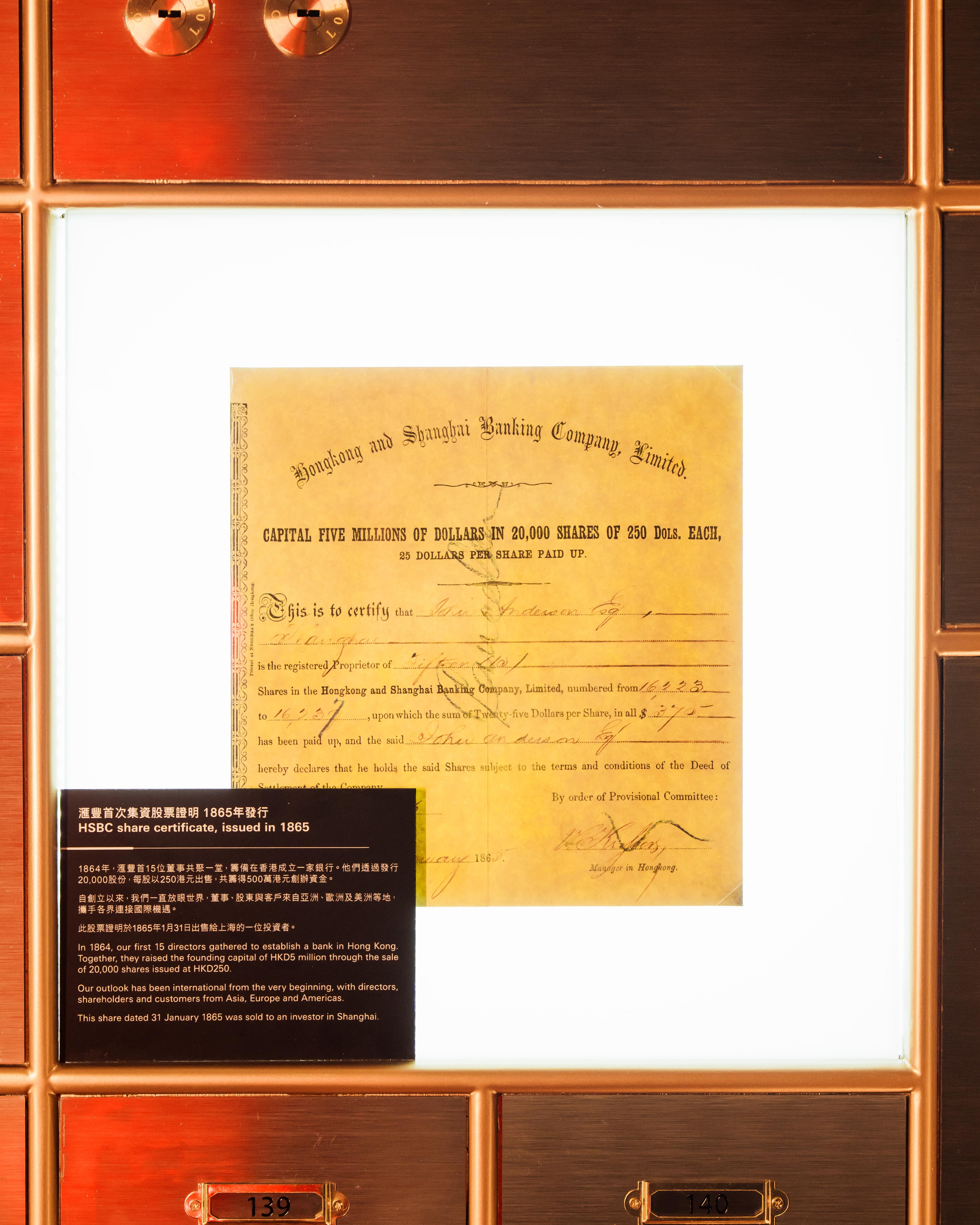 滙豐首次集資股份證明書 (1865)