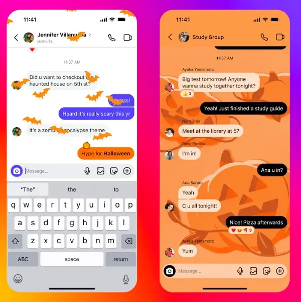 IG新功能|IG訊息及Notes有特定字眼可觸發動畫。