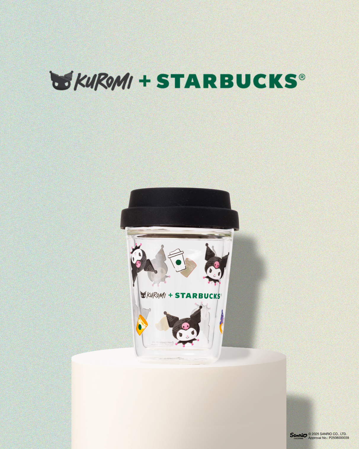 KUROMI + Starbucks 10oz 雙層玻璃杯配杯蓋