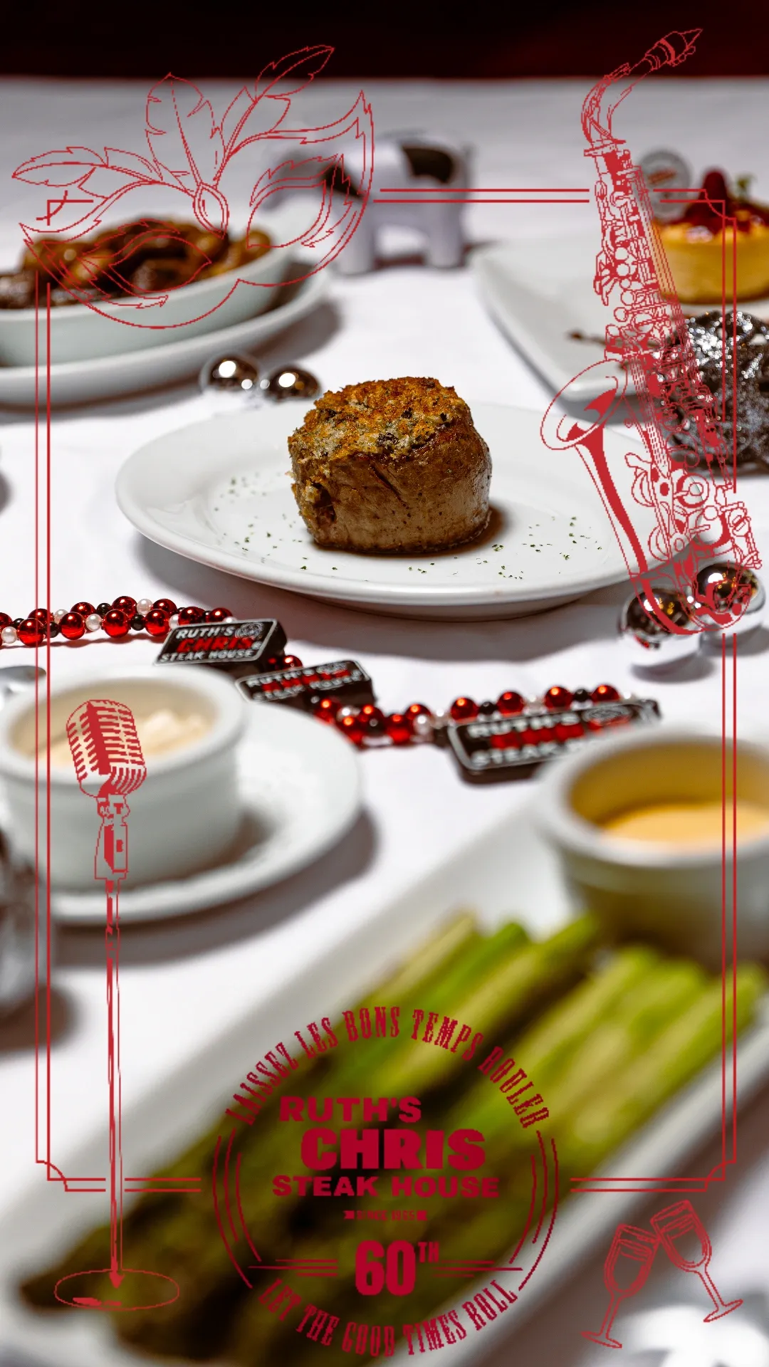 大家須使用IG上的Ruth’s Chris Steak House 60周年紀念濾鏡打卡。