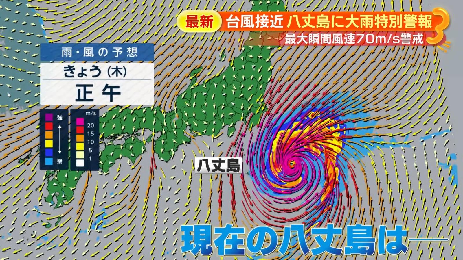 颱風哈隆吹襲日本八丈島及伊豆群島一帶。(影片截圖)