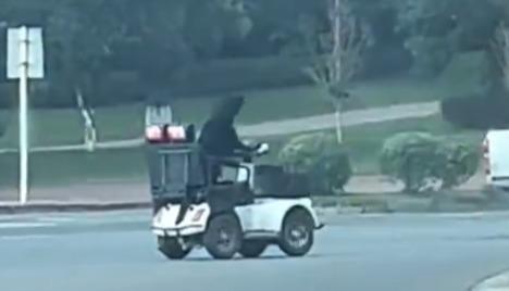 四川拉布拉多犬駕駛電動代步車,成為四川奇景。