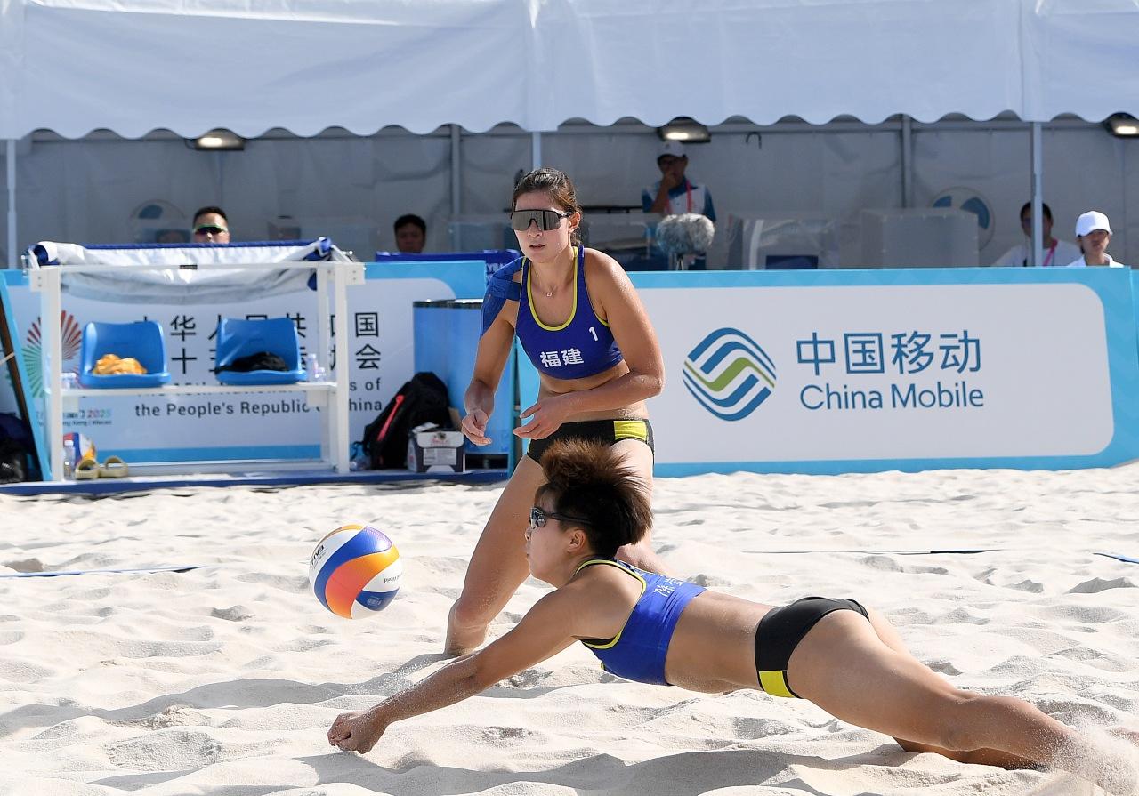 全運會|沙灘排球賽在維園上演。(新華社)