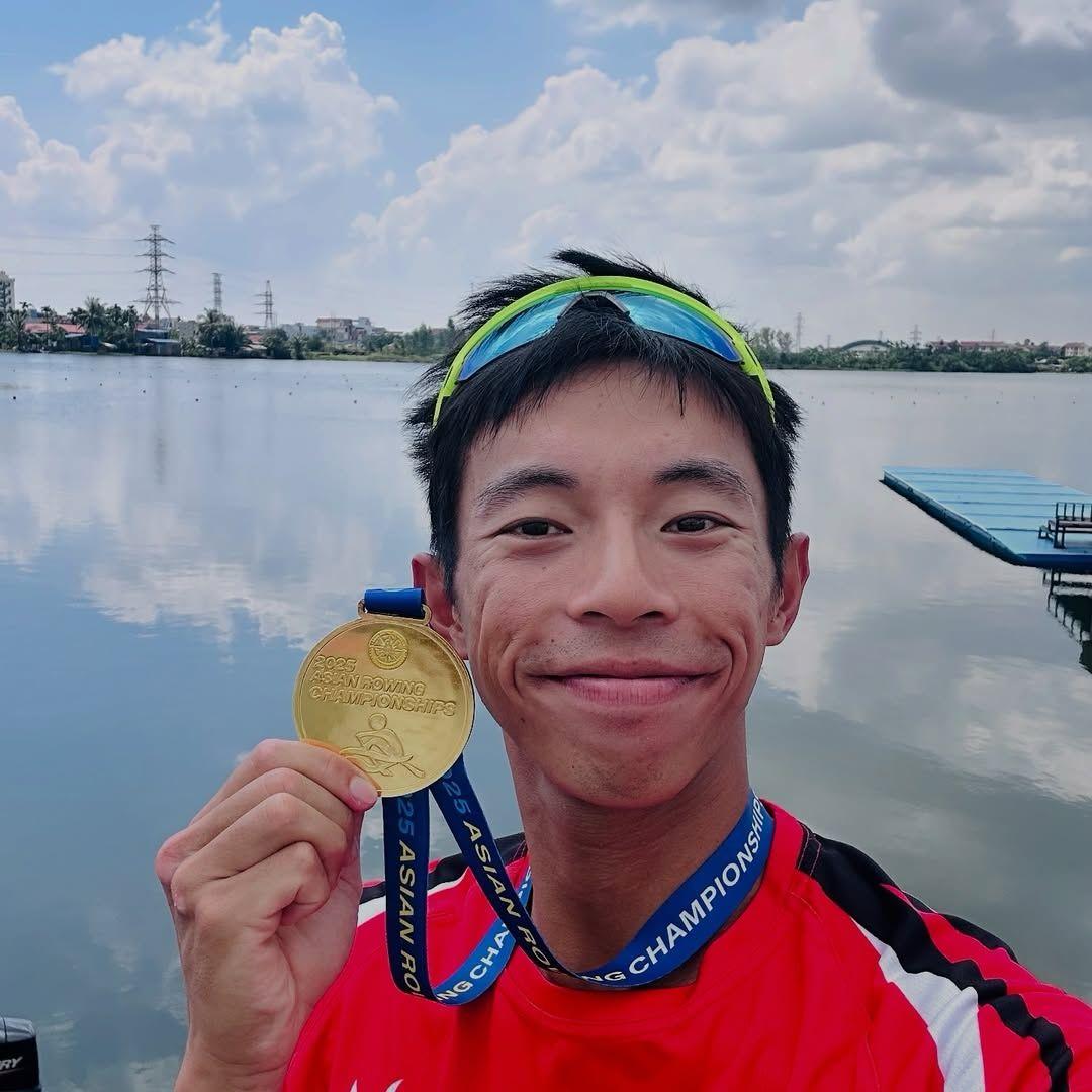 2025亞洲賽艇錦標賽,趙顯臻於男子輕量級單人雙槳艇輕鬆封王。(趙顯臻IG)