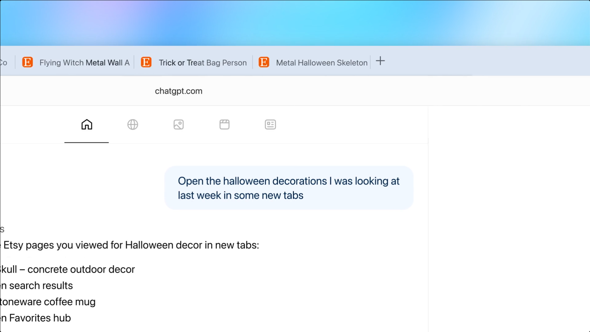 ChatGPT Atlas瀏覽器記憶功能可記住以往的瀏覽記錄。