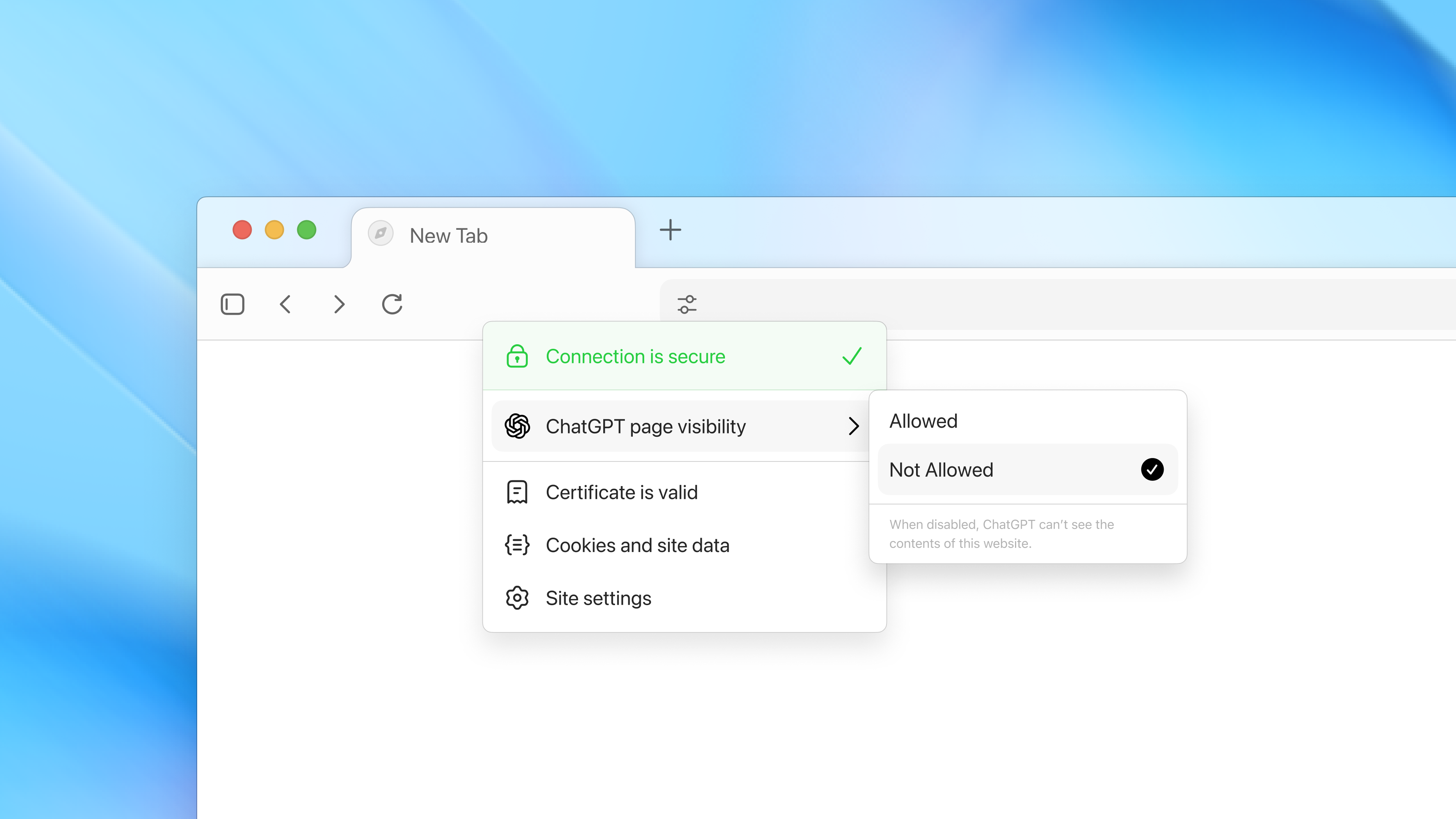 ChatGPT Atlas可暫時關閉視覺功能。