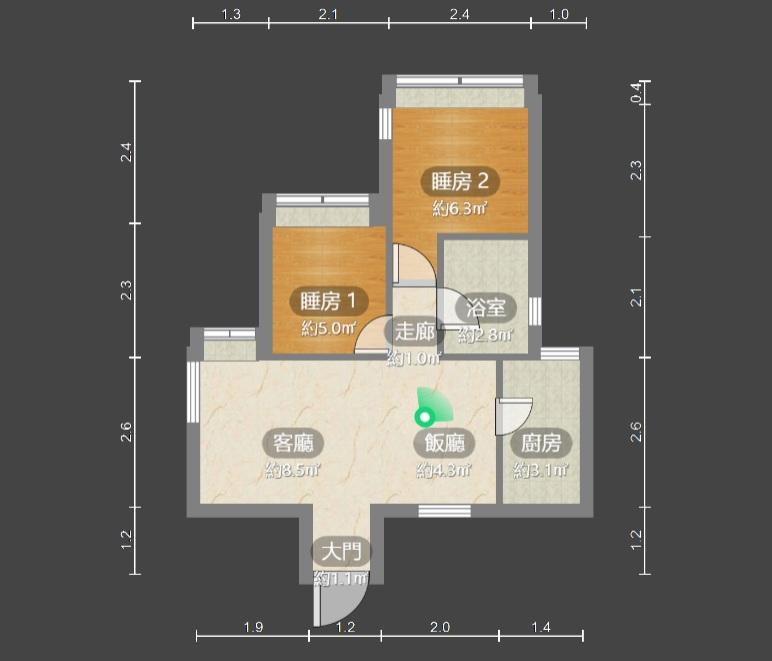 東涌海堤灣畔兩房由租轉賣,單位平面圖。(代理提供)