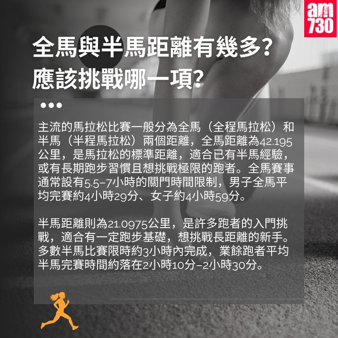 馬拉松全馬/半馬訓練|全馬與半馬距離有幾多? 應該挑戰哪一項?(am730製圖)