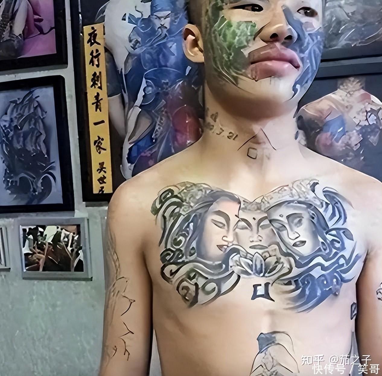 「紋面男孩」夏朝勇9歲起第一次紋身。