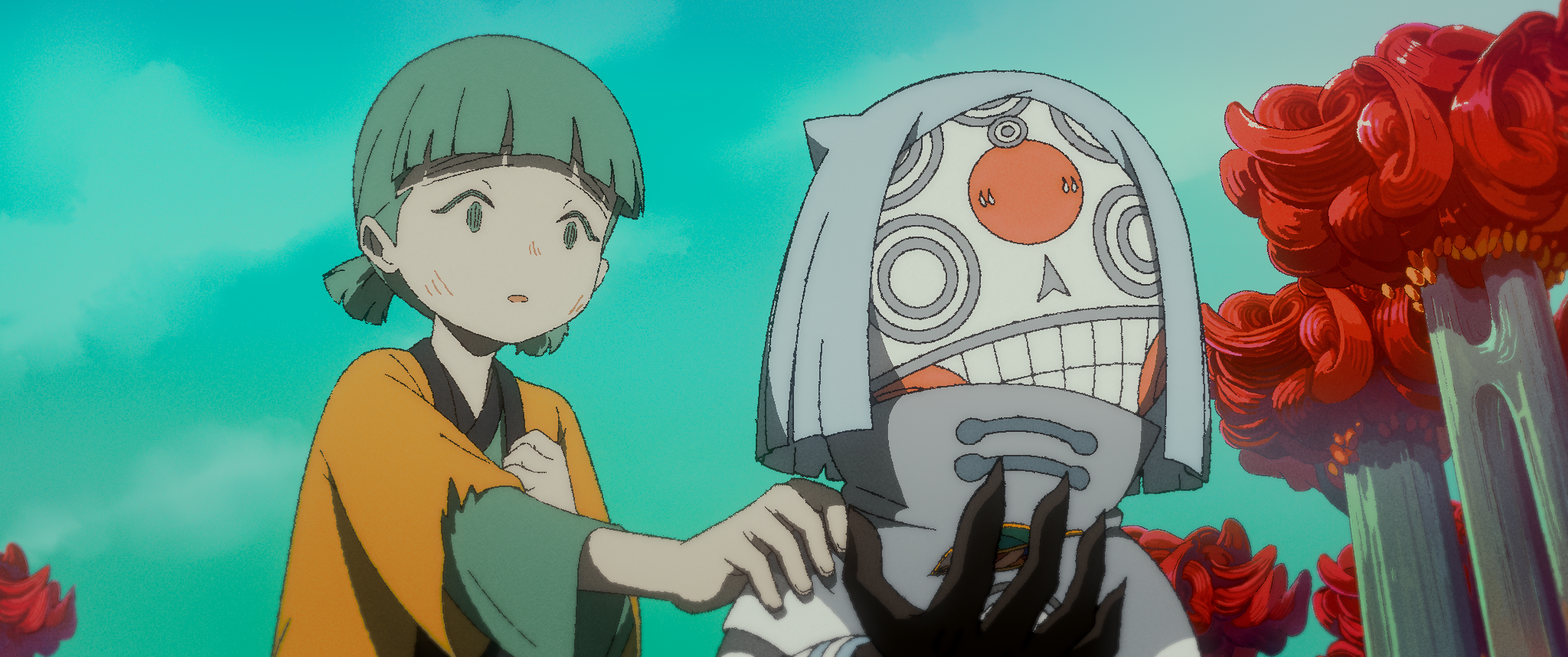 蔡曉童為動畫電影《世外》小妹(左)角色配音,最感動是與小鬼(右)的羈絆和緊密關係。