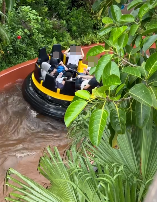 社交平台近日流傳影片,指有遊人在海洋公園乘搭激流船時,遇到6名百厭學生以水樽向船上潑水(Threads)