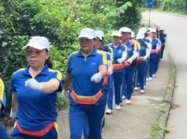 內地屢引發爭議的「暴走團」殺入香港,現身麥理浩徑。(影片截圖)