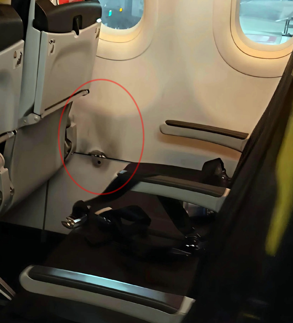 涉事航班TR939周六下午5時許起飛,由香港前往新加坡。有肇事航班乘客在社交平台小紅書發文,指飛機快降落時,疑有乘客的電子產品自燃,機艙傳出燒焦味,數名空姐用滅火器和水撲滅,並用垃圾袋處理有關殘骸,有圖片可見疑是事發位置的機艙內壁處疑似被燒焦。(小紅書)