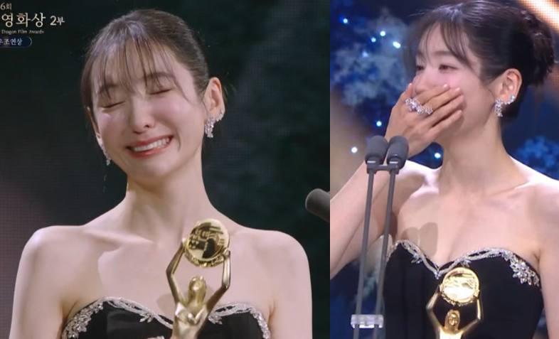 朴智賢獲獎時,全程喊過不停。