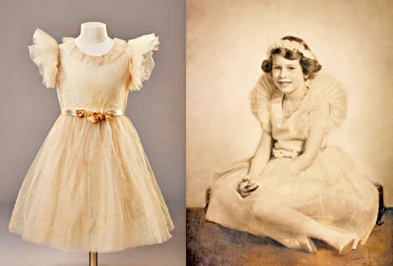 1934年她年幼時穿過的伴娘禮服,由Edward Molyneux設計。
