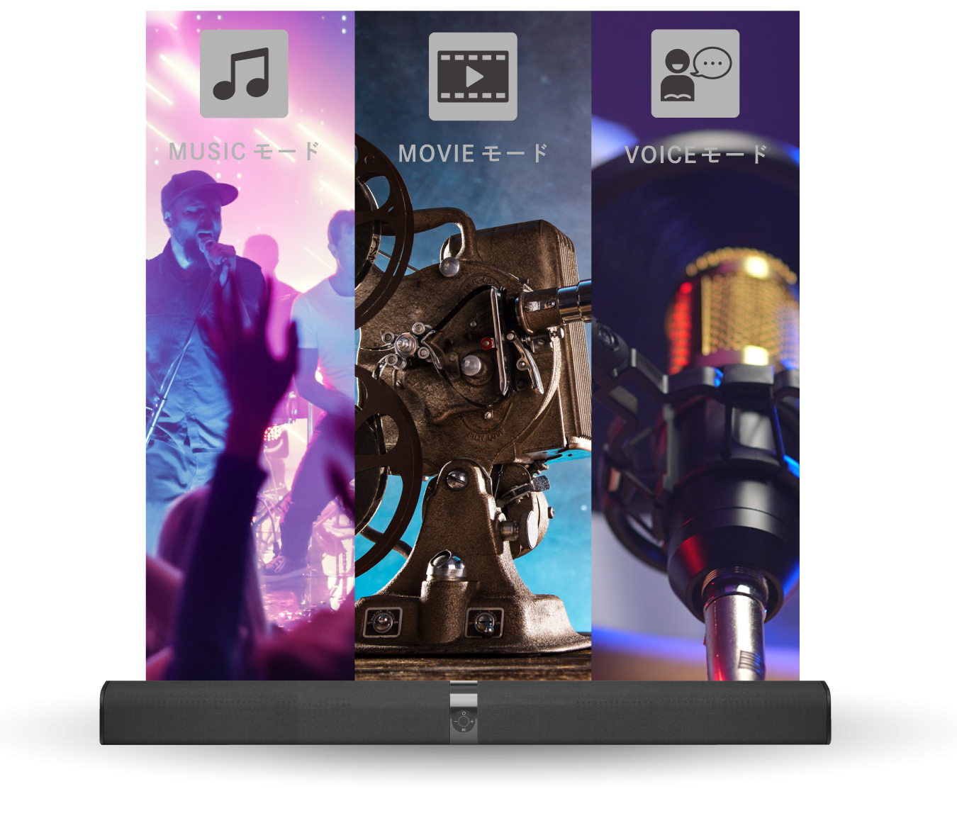 3COINS PREMIUM 2WAY Soundbar有音樂、電影及人聲模式。