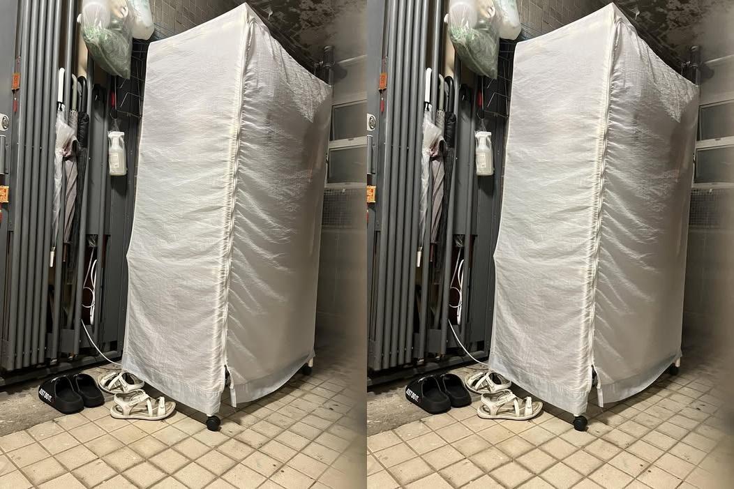 有住戶在走廊放置乾衣機烘衫。(公屋討論區 - 香港facebook群組)