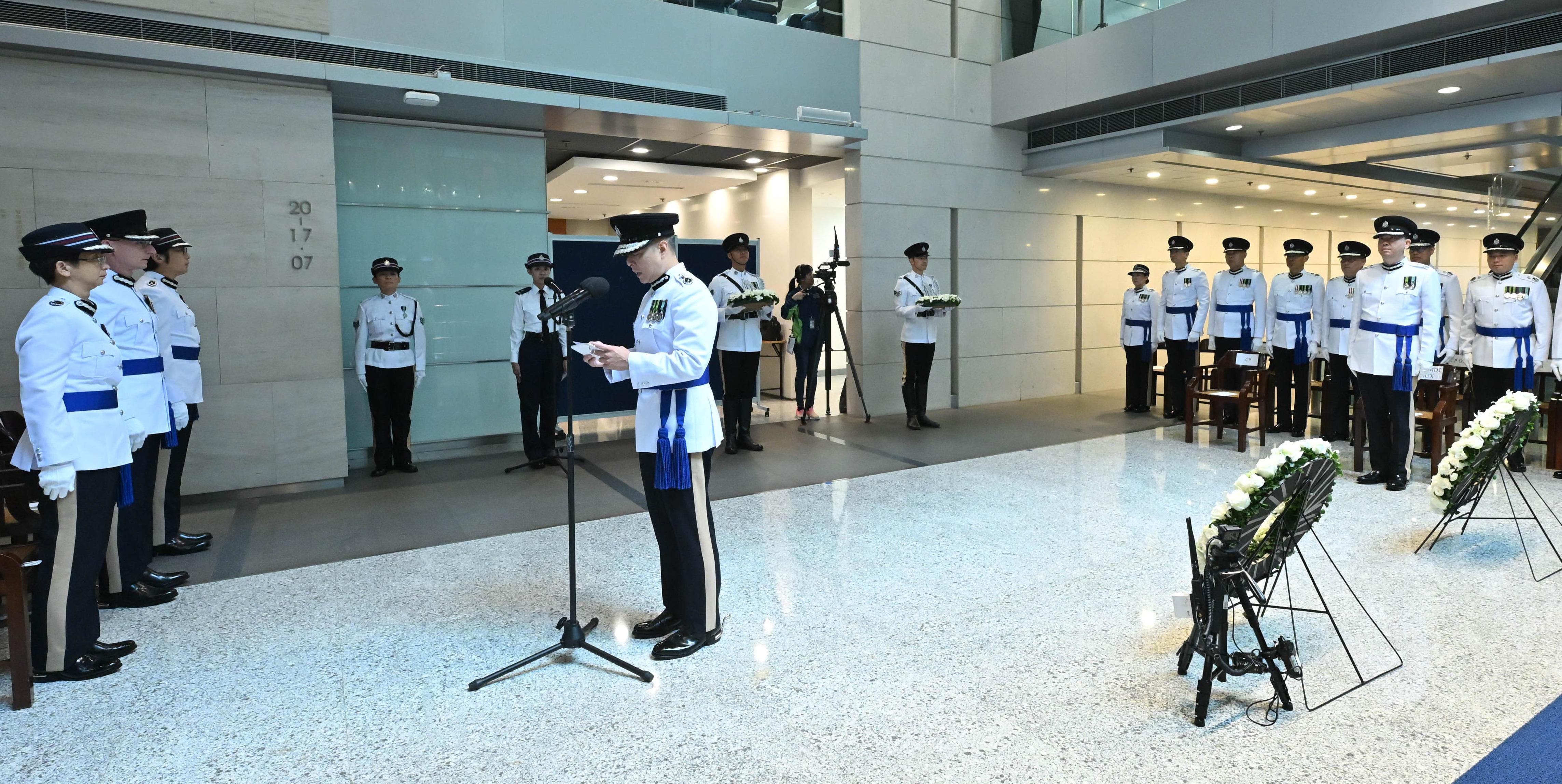 警務處處長周一鳴於儀式上致辭。(政府新聞處)