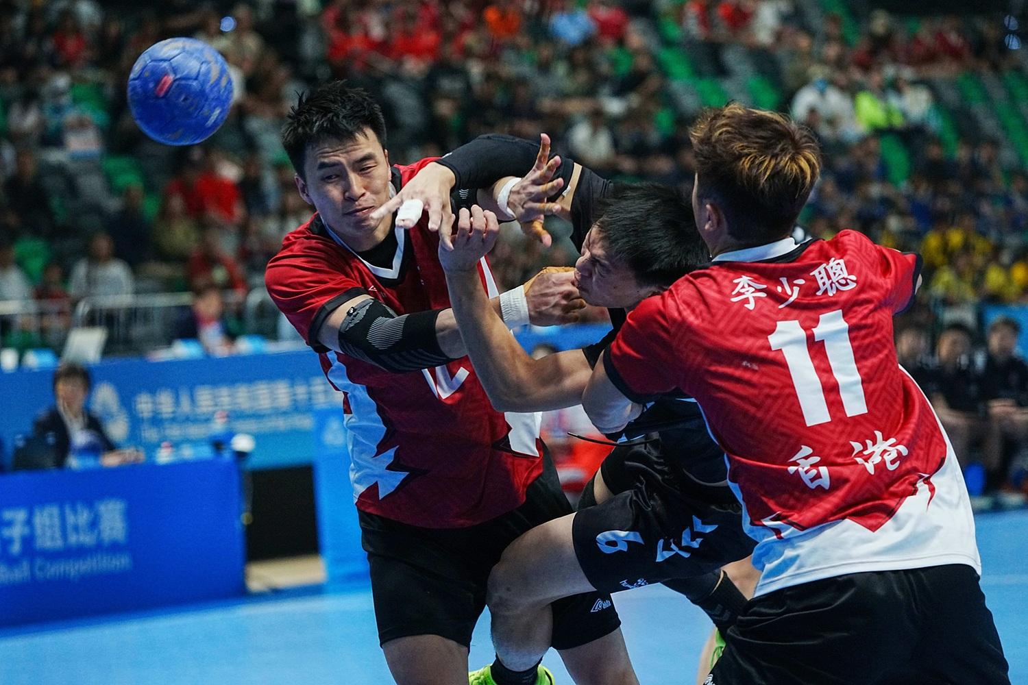 香港手球隊在八強擊敗廣東。(新華社)