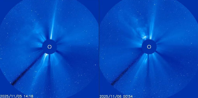 先後2次太陽耀斑,產生了日冕物質拋射(CME)。