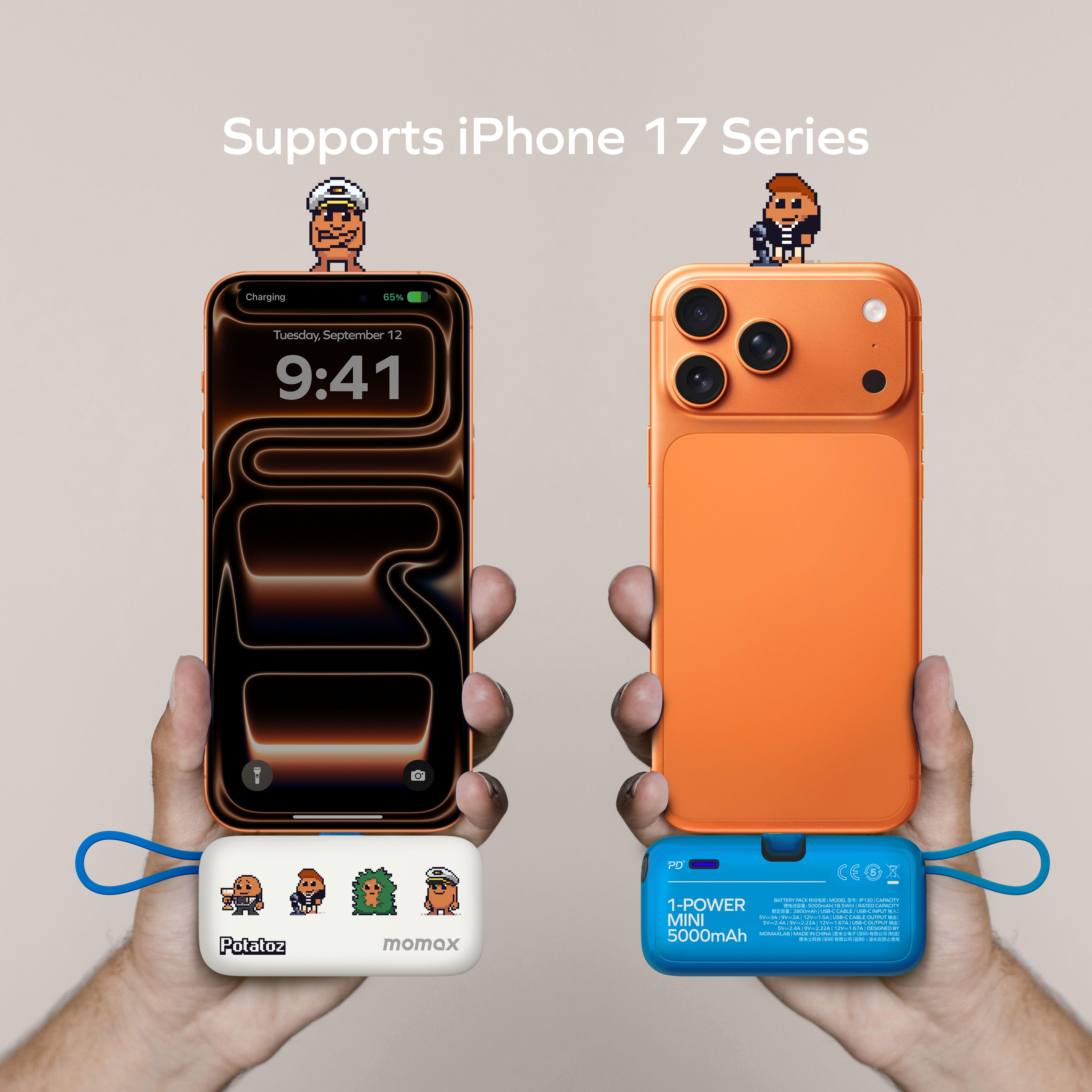 Momax 1-Power Mini 5000mAh內置可折叠USB-C流動電源。