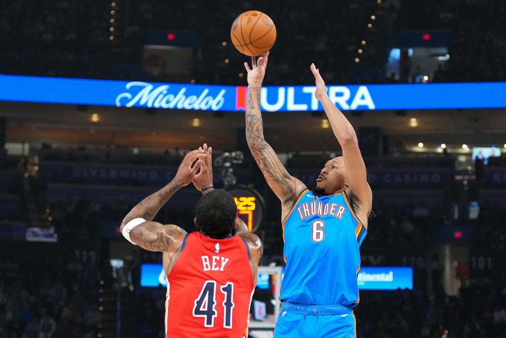 雷霆137:106擊敗鵜鶘。(美聯社)