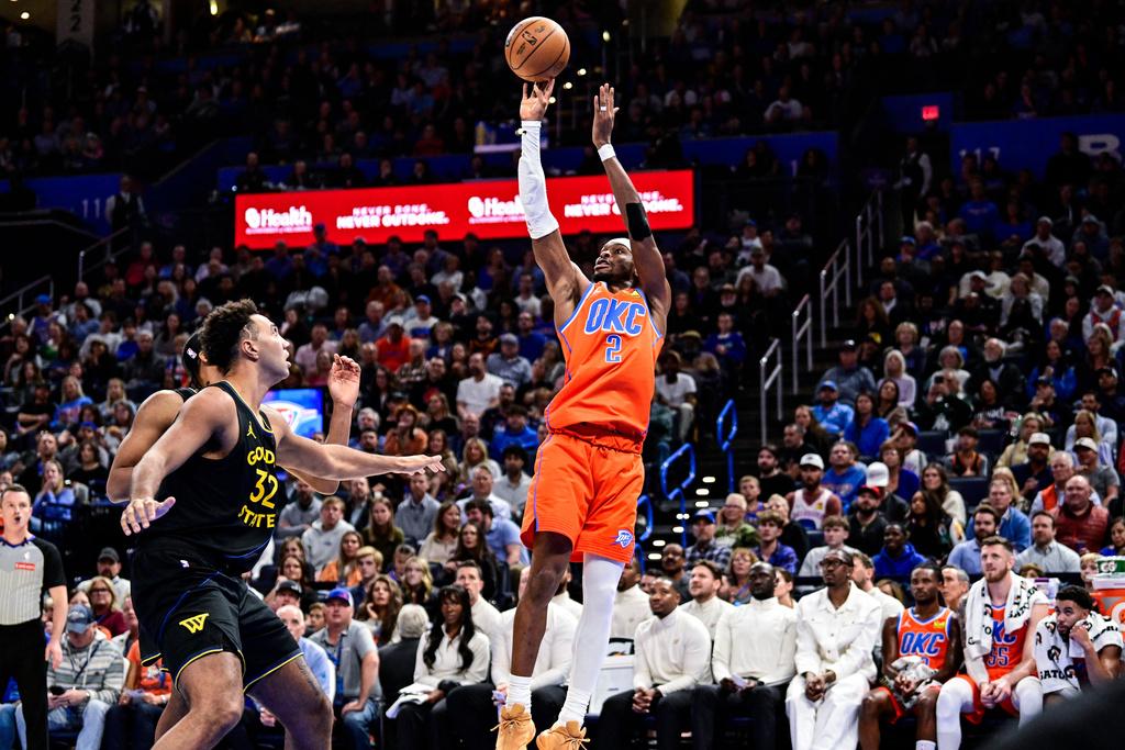 雷霆125:102擊敗勇士。(美聯社)