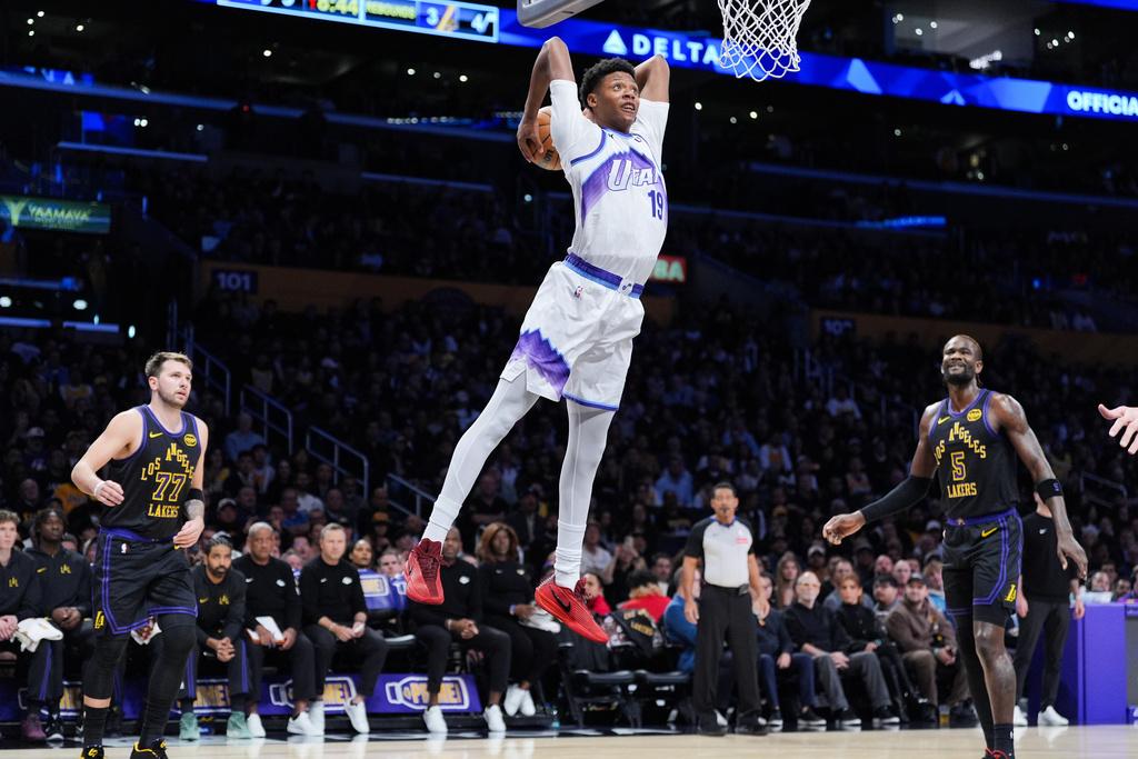 湖人140:125擊敗爵士。(美聯社)