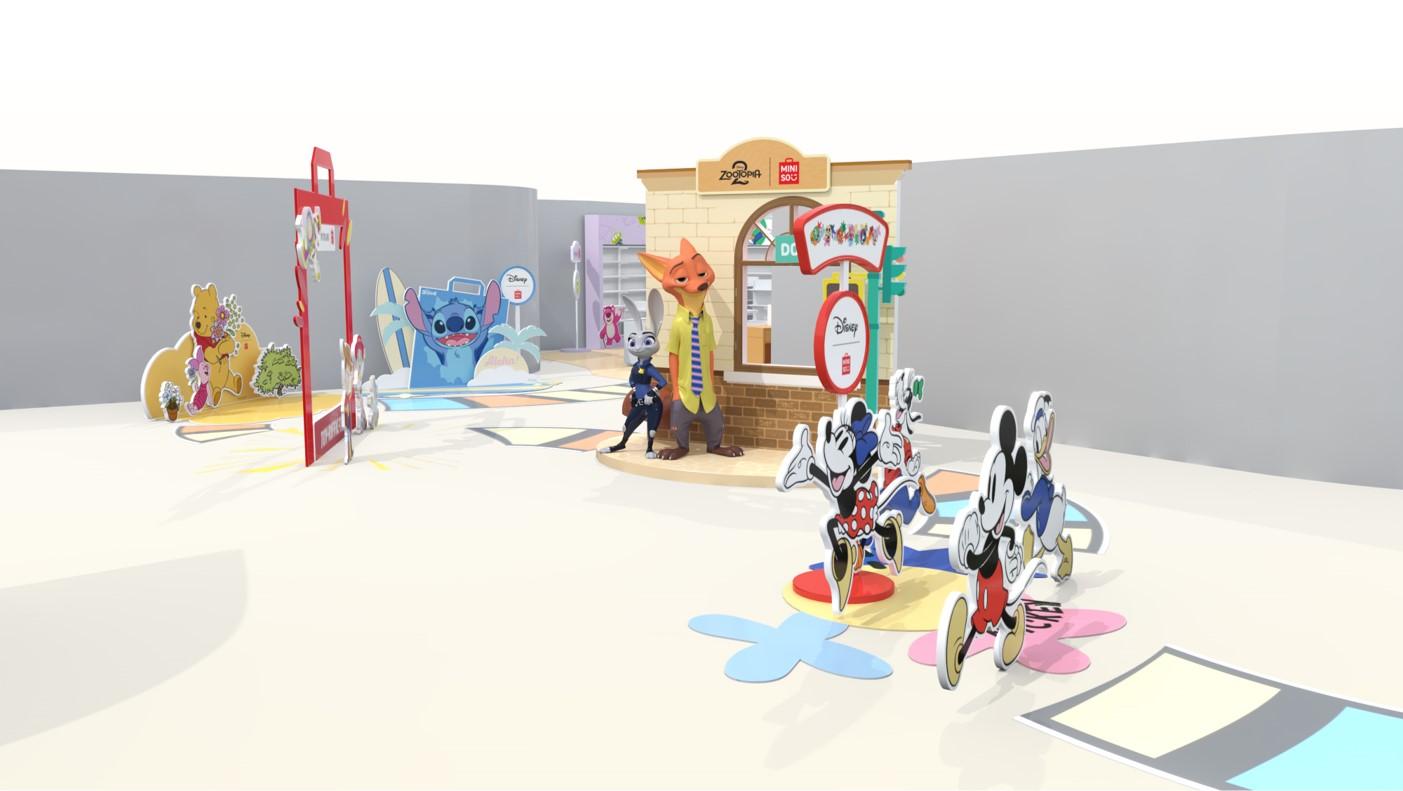 快閃店設計靈感來自迪士尼新戲《優獸大都會2》。多位迪士尼角色史迪仔、反斗奇兵、米奇與好友們及小熊維尼裝置同樣現身快閃店