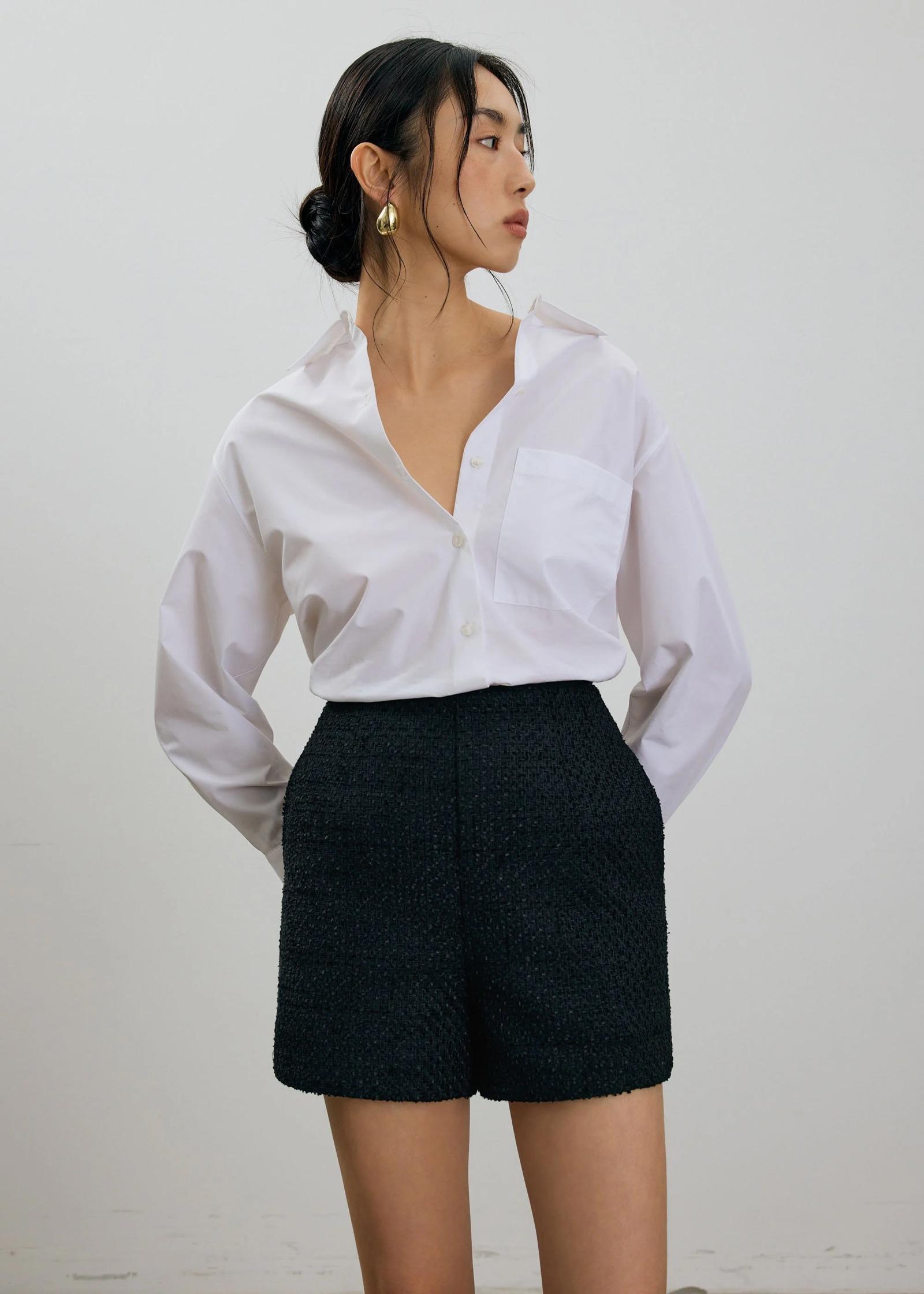 Fumiko Ribbon Tweed High Waist Shorts (Black) 原價:$389、優惠價:$265 (68折)