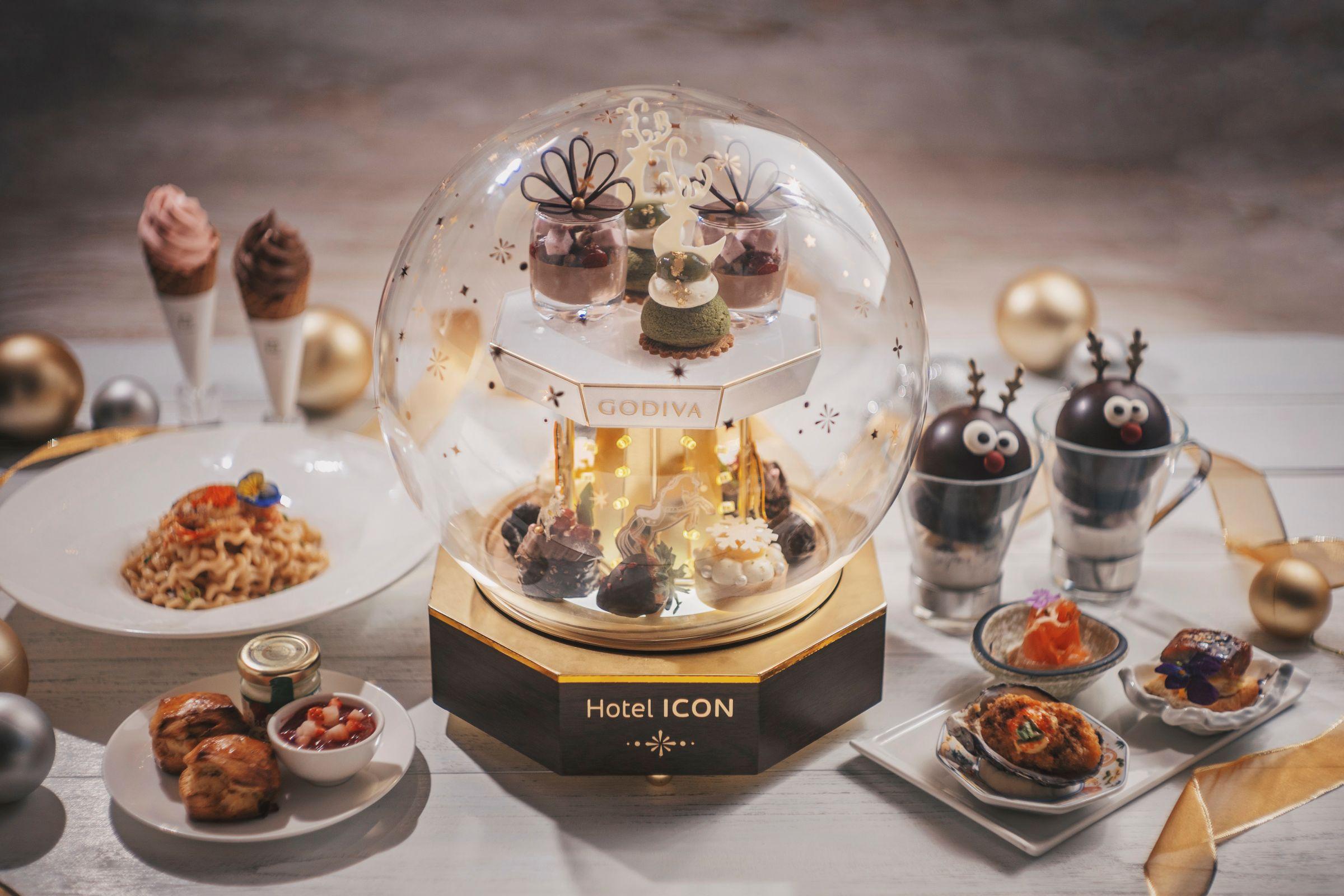 甜點有抹茶玄米泡芙、日式芝麻GODIVA朱古力芝士蛋糕、紅莓GODIVA朱古力奶凍、檸檬馬鞭草GODIVA柚子朱古力撻、GODIVA朱古力沾士多啤梨、GODIVA松露朱古力。