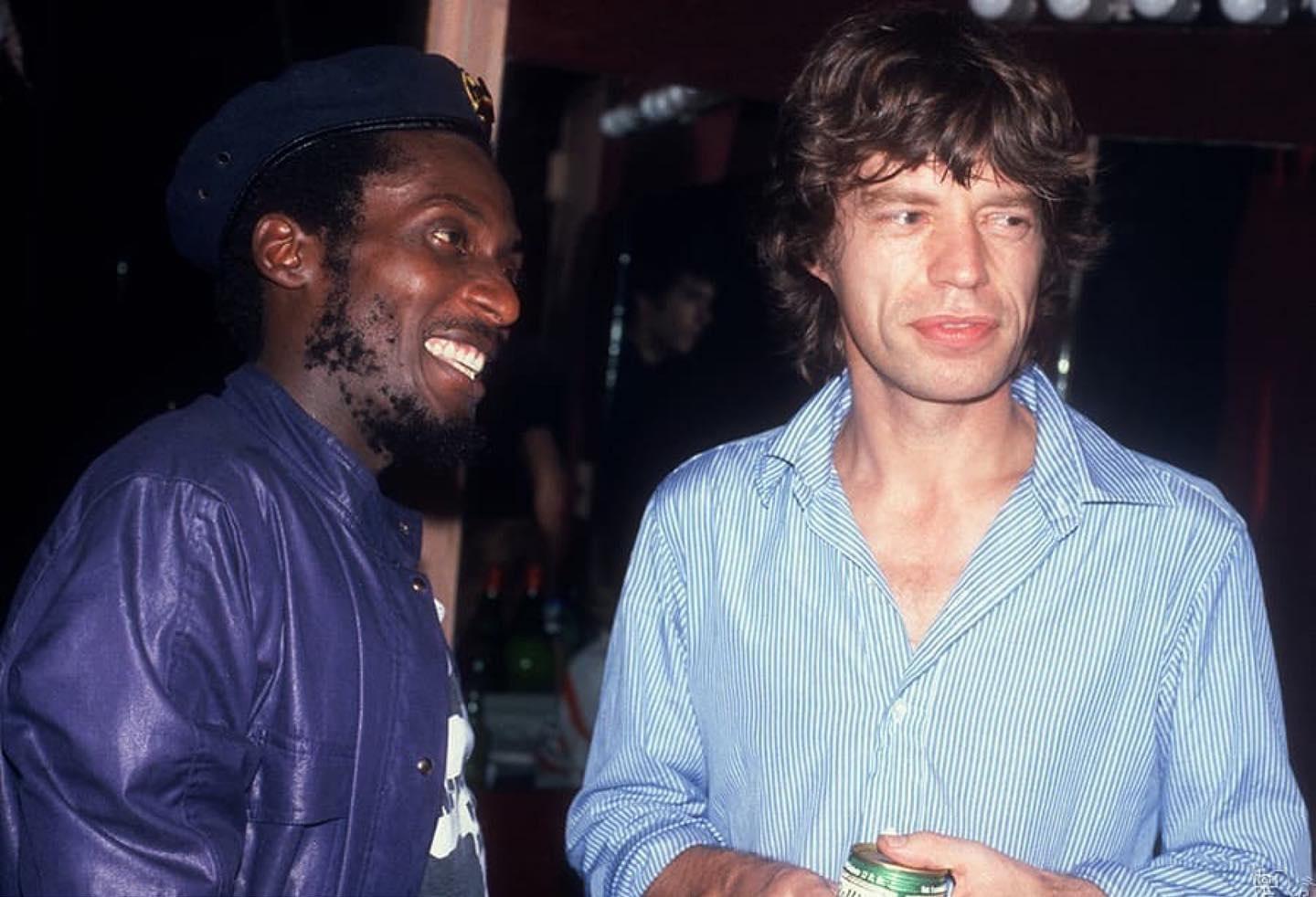 Jimmy Cliff與Mick Jagger在活動後台合照。