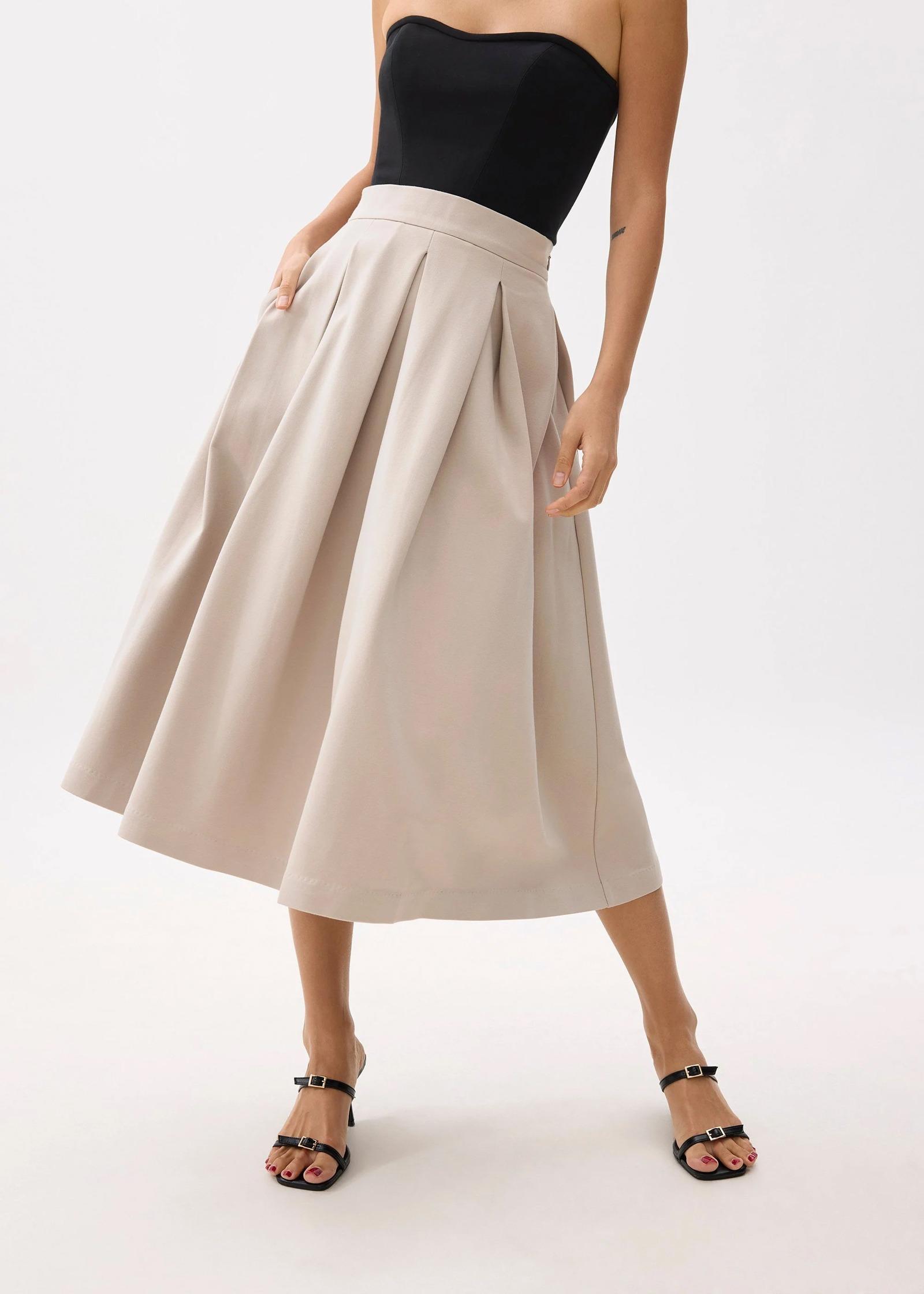 Lara Elastic Reversible Pleated Midi Skirt (Oat) 原價:$429、優惠價:$230 (54折)