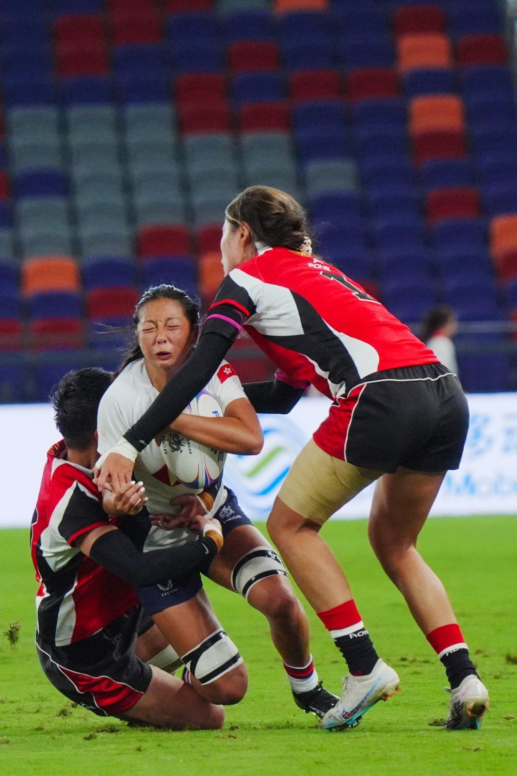 全運會|啟德主場館上演七人欖球 香港女子隊首戰負山東。(新華社)