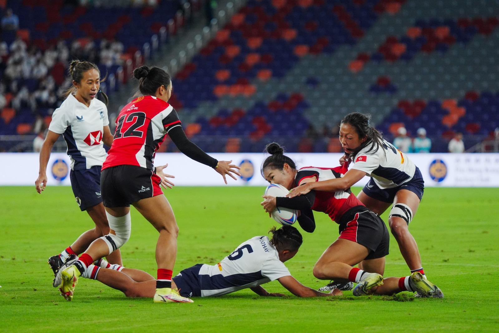 全運會|啟德主場館上演七人欖球 香港女子隊首戰負山東。(新華社)