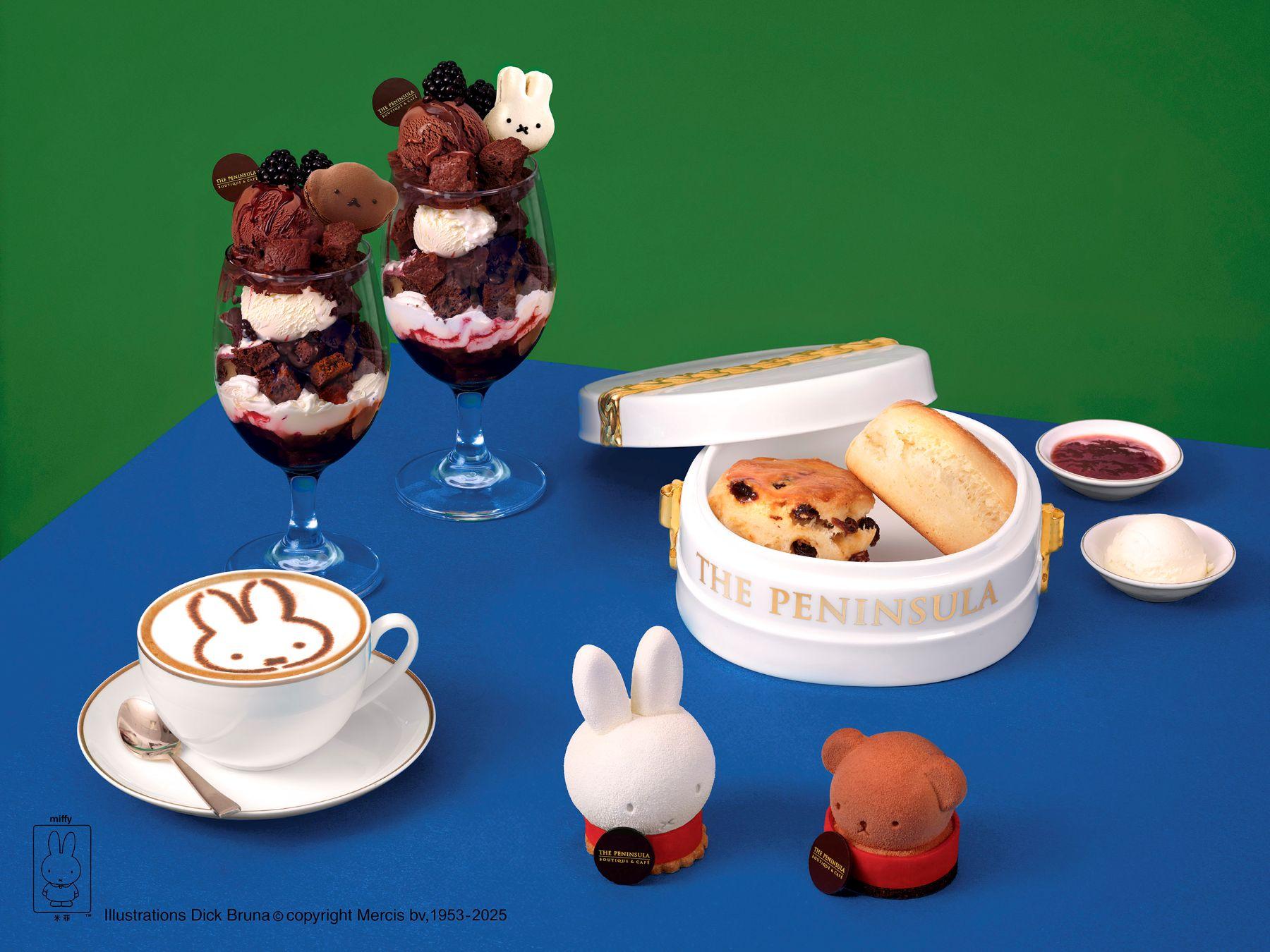 節日限定Miffy甜蜜體驗($788/兩位)包括兩份Miffy或 Boris黑森林芭菲、新鮮烘焙英式鬆餅、Miffy及Boris糕點,配兩杯飲品。