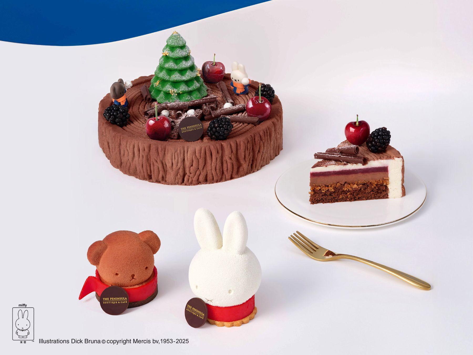 Miffy椰子熱情果($128)、Boris榛子朱古力糕點($128)、Miffy & Boris黑森林蛋糕($728)
