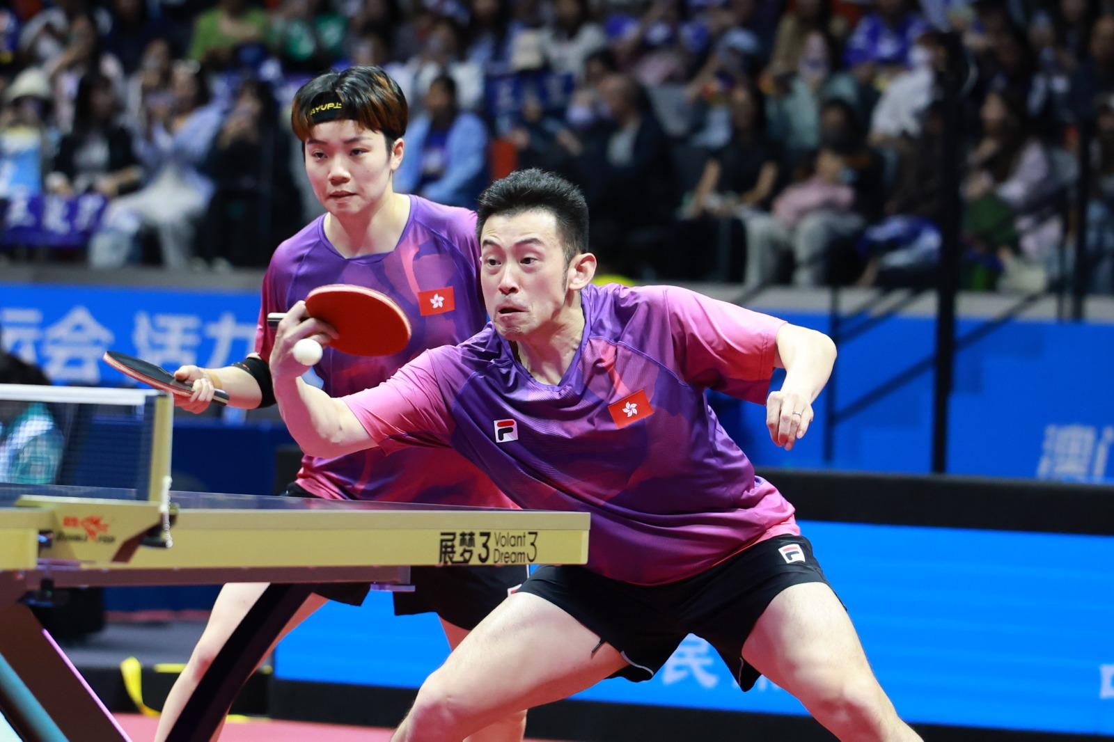 全運會|港隊組合黃鎮廷及杜凱琹混雙8強止步。(新華社)