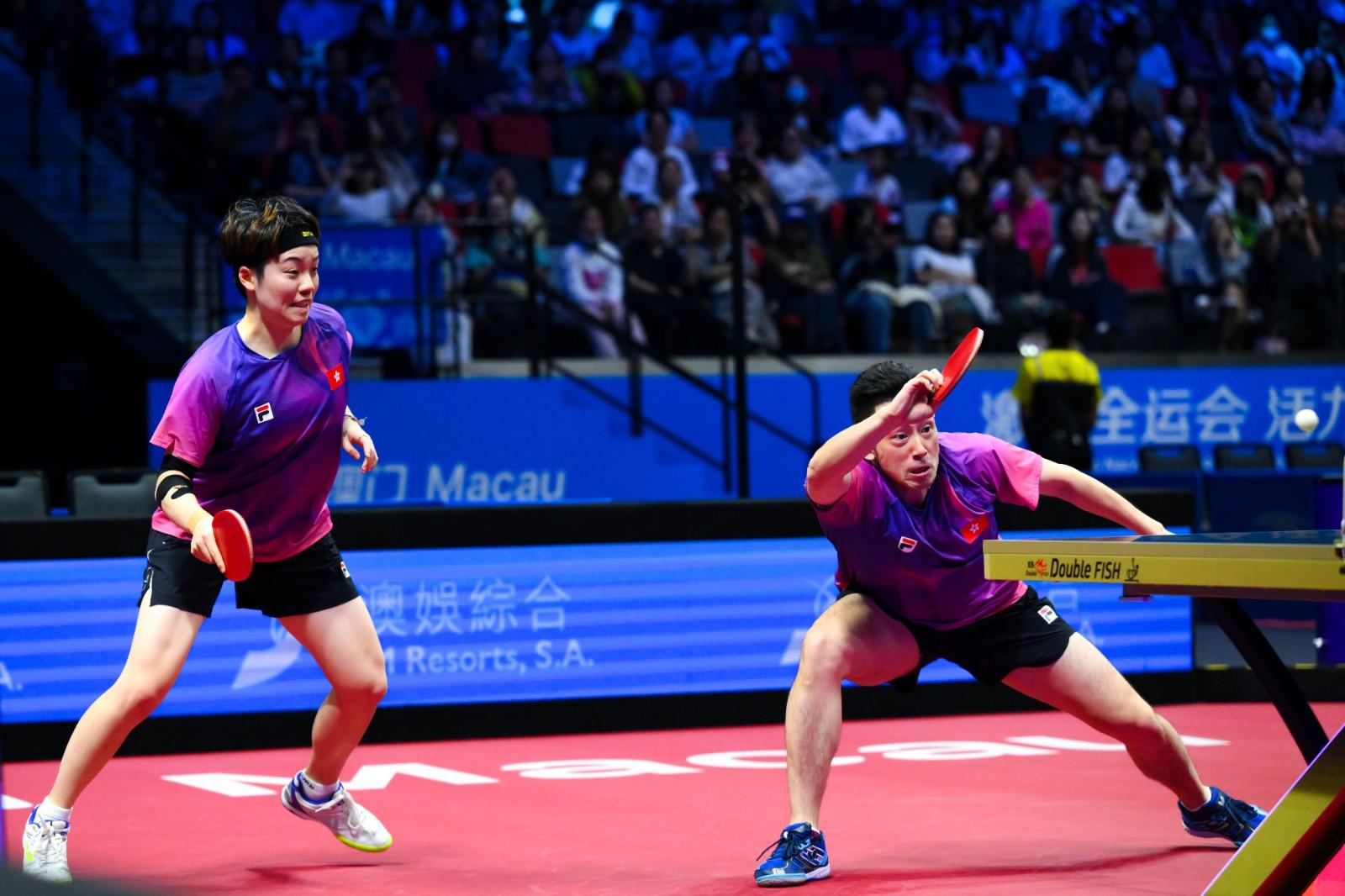 全運會|港隊組合黃鎮廷及杜凱琹混雙8強止步。(新華社)