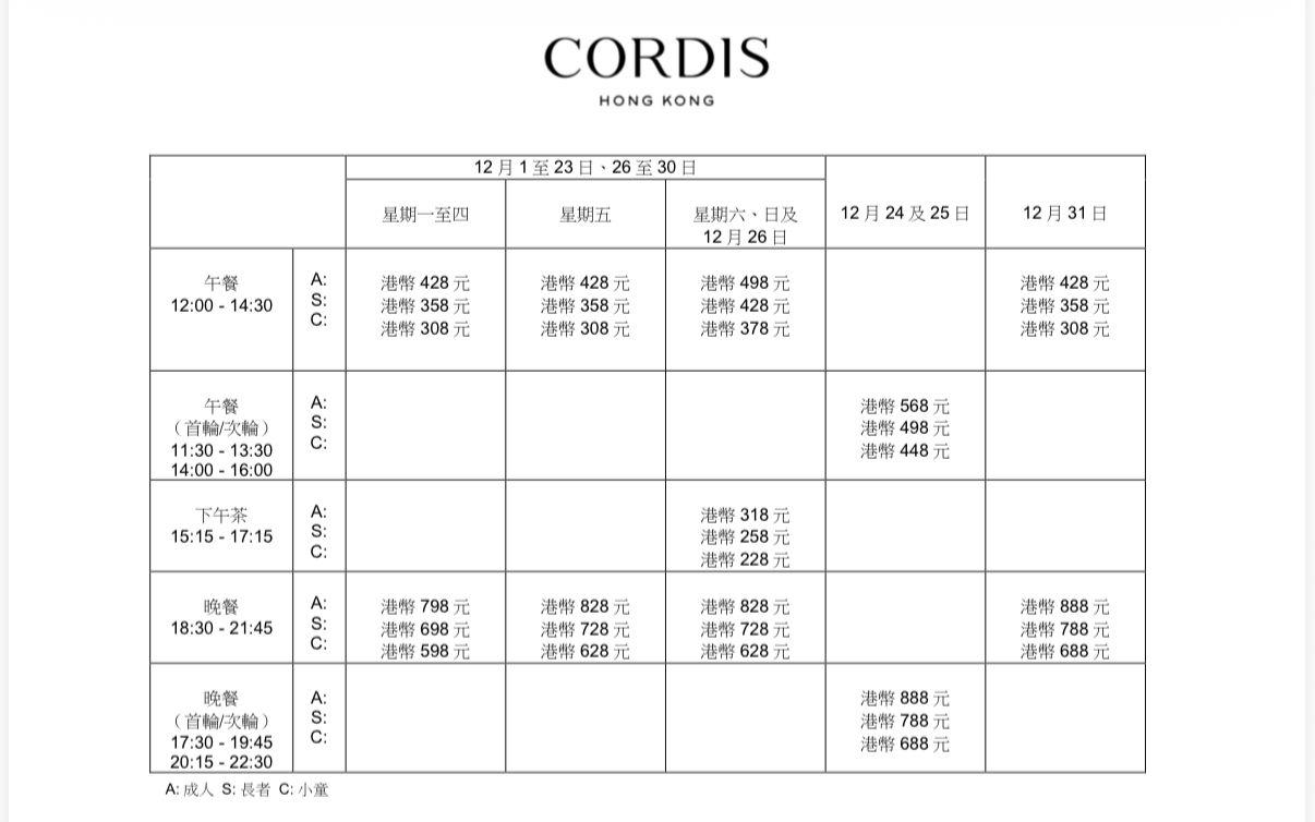 香港康得思酒店 The Place聖誕節日自助餐價錢