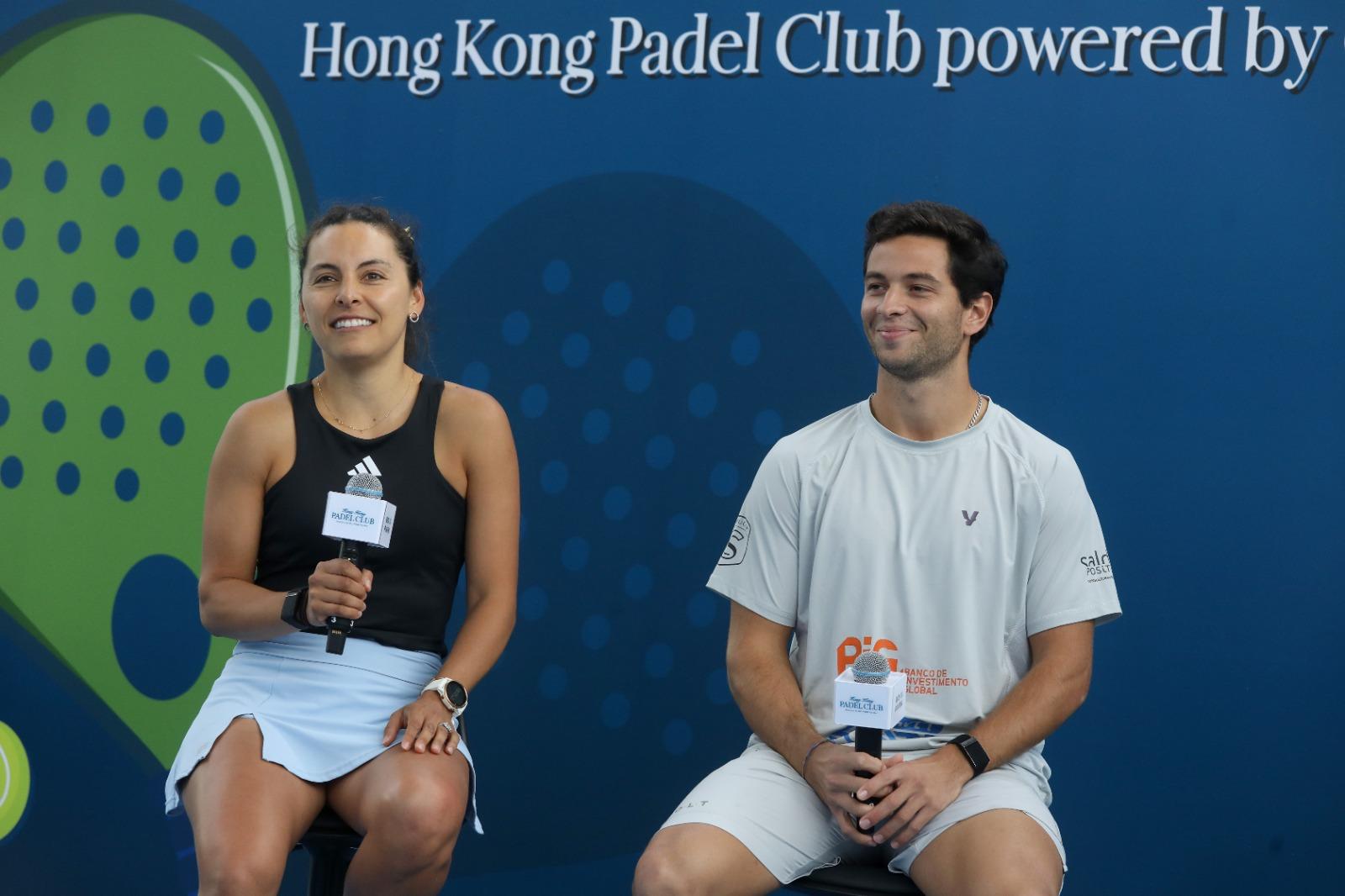 世界頂尖板網球手Pascalle Thenoux(左)及Pedro Araujo(右)分享在港出戰FIP銀級賽及備戰心得。