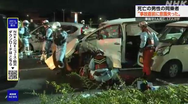 圖為周二車禍現場。(互聯網)