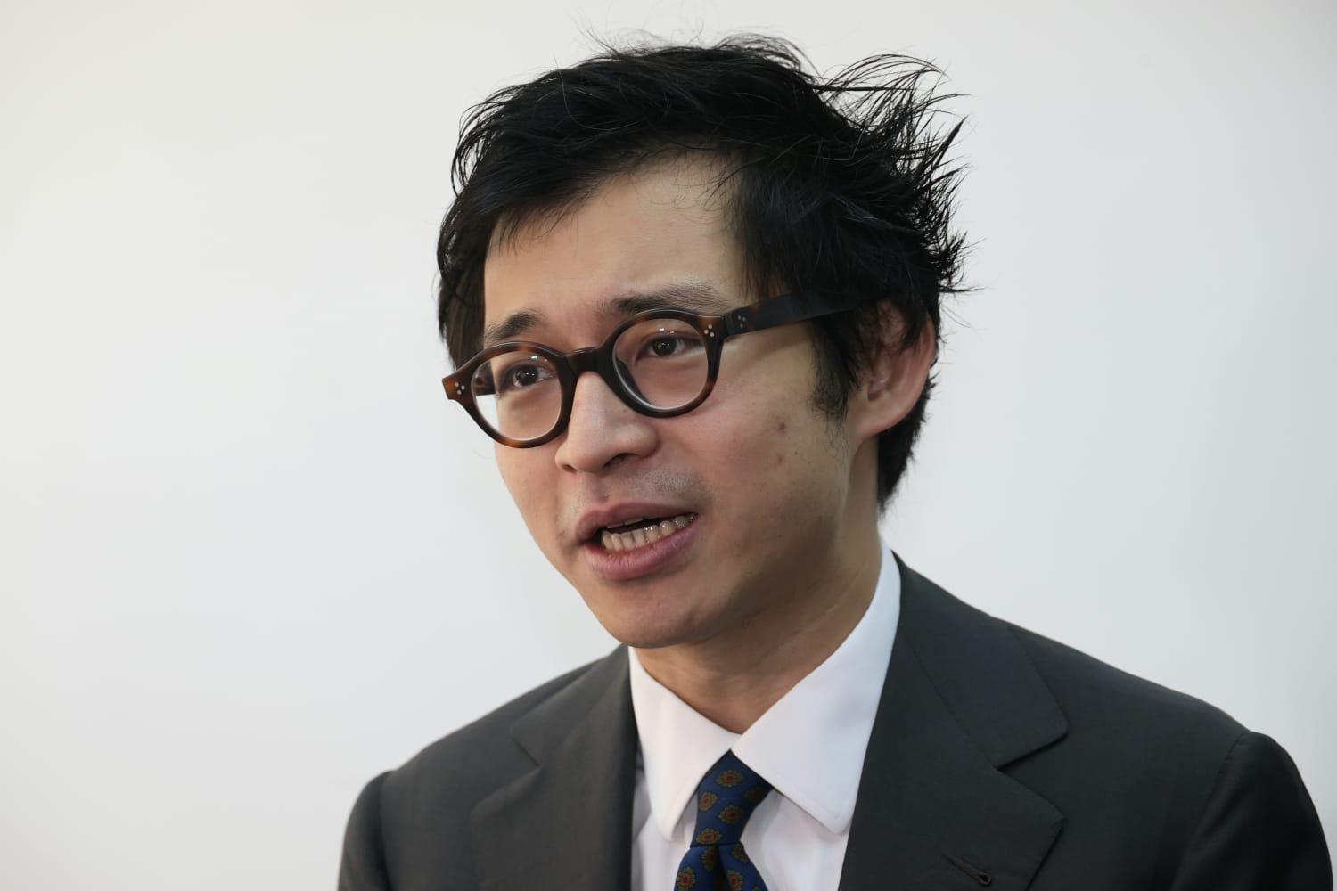 林作今日中午舉行記者會,裕美未有現身。 (周令知攝)