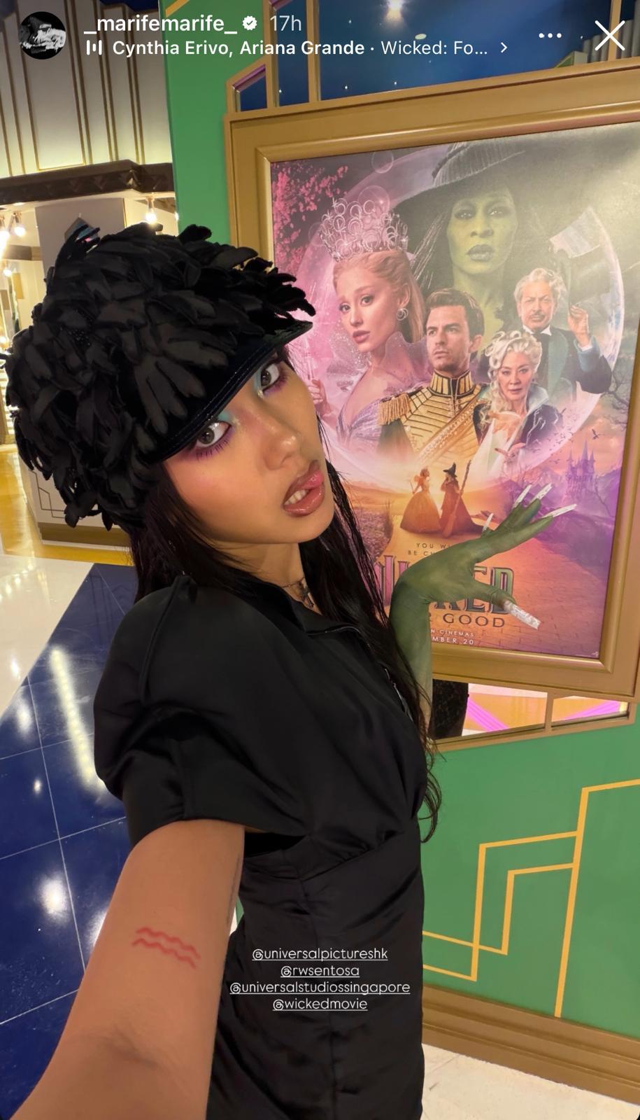 Marf在IG Story分享看《魔法壞女巫:第二部》首映的喜悅。